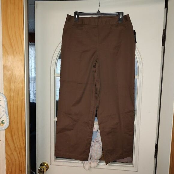 New Rafaella Brown Stretch Twill Pants Size Women's 10 - Picture 1 of 3